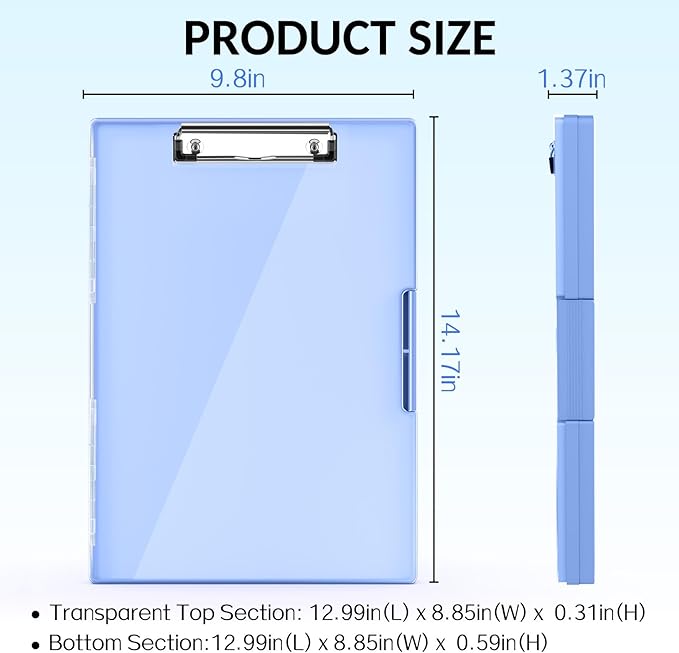 Sooez Clipboard with Storage, Heavy Duty Cleaview Clip Boards 8.5x11 with Dual - Image 6
