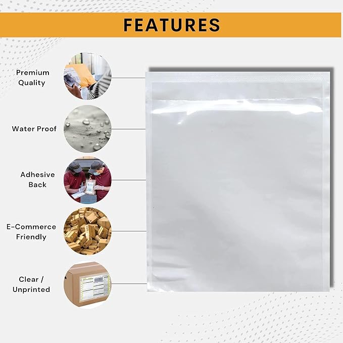 300 Pack 6"x9" Shipping Label Sleeves – Clear Self-Adhesive Packing Slip Pouches - Image 5