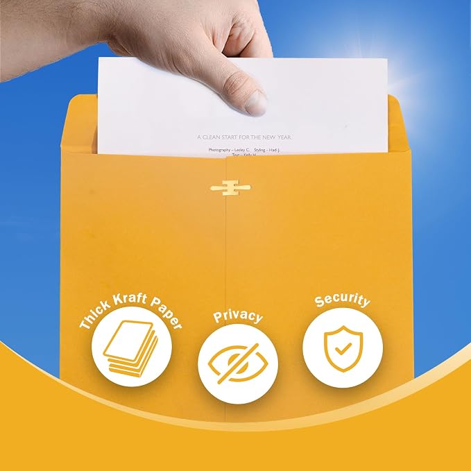 Clasp Envelopes 10x13, 100 Pack Goefun Brown Yellow Manilla Envelopes - Image 4