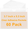 60 PCS Clear Adhesive Pockets, 3.7" x 5.3" Plastic Index Card Holder Labels by Kyuionty