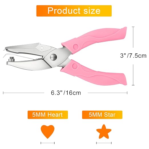 2 Pack Handheld Hole Paper Punch Kit, Single Hole Punch, Heart and Star Hole - Image 2