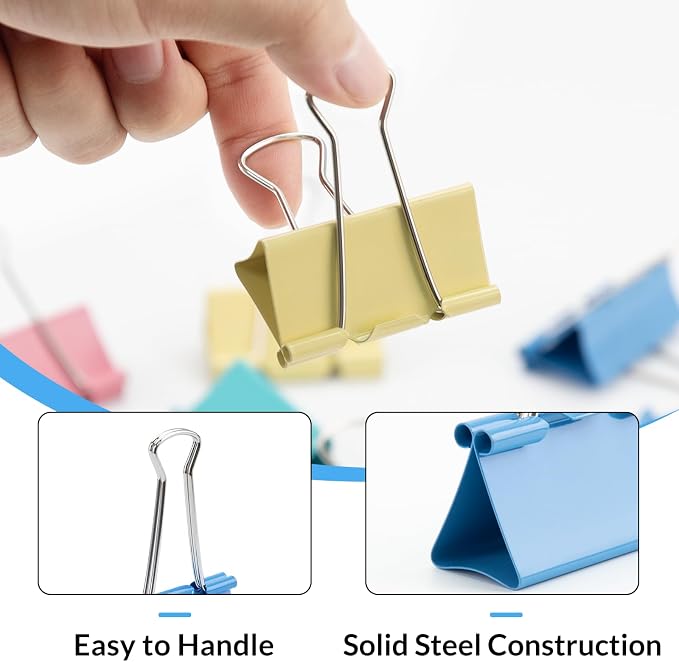 2 Inch 32 Pack Extra Large Binder Clips, Colored Jumbo Paper Clips, Big Paper - Image 6