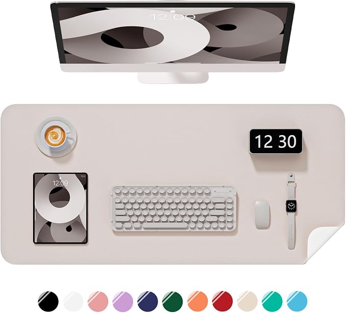 Desk Pad, 23.6" x 13.8" PU Leather Non-Slip Desk Mat Large Mouse Pad by Niniubye