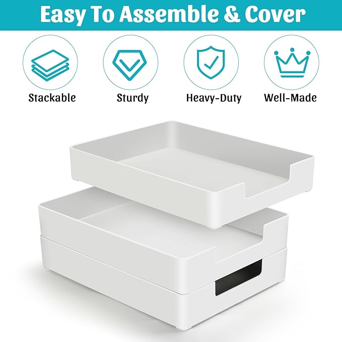Letter-Size Tray Desk Letter Tray Paper Tray, Sturdy Heavy-Duty Plastic Printer - Image 6