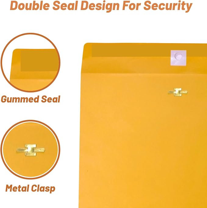 20 Pack Clasp Envelopes 6x9, Creebe Yellow Manilla 6x9 Envelopes, 100 GSM Kraft - Image 2