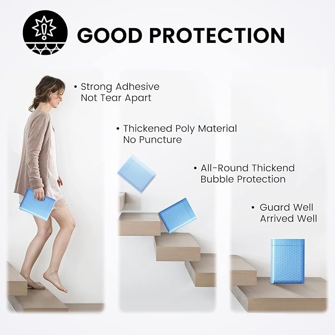 Fuxury Bubble Mailer 6x10" 600 Pack Light Blue, Self-Seal Adhesive Packaging - Image 5