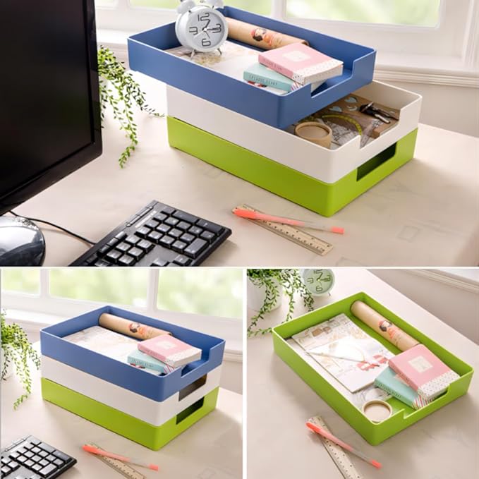 Stackable Letter Tray, 2 Pack Off-White, Desk Organizer | Plastic stackable - Image 4