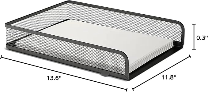 1InTheOffice Stackable Letter Tray, Matte Black Wire Mesh Front-Load Letter Tray - Image 7