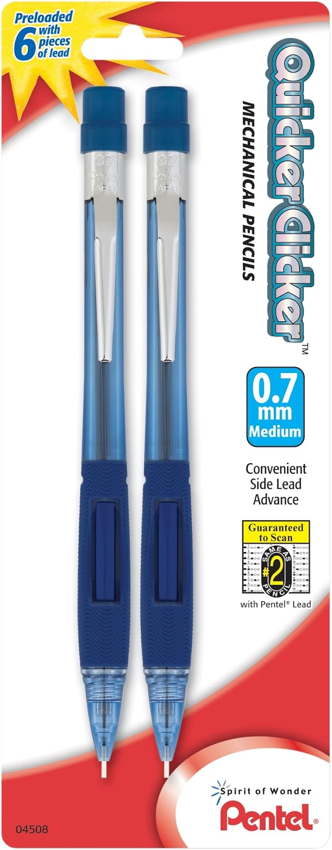 Pentel Quicker Clicker Mechanical Pencil, Transparent Blue Barrel - Image 2