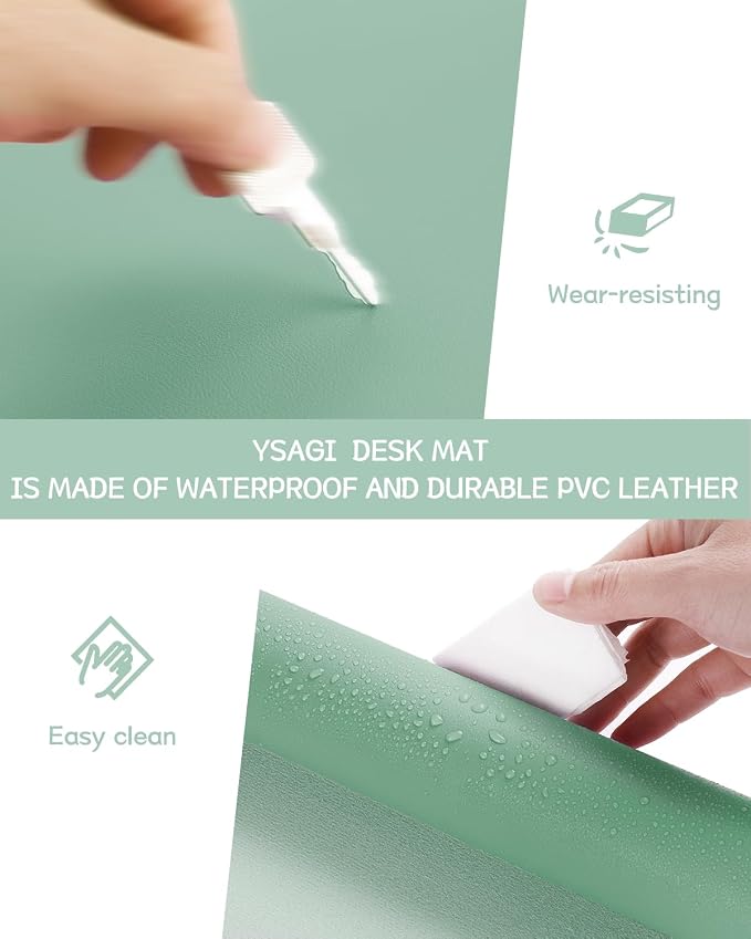 YSAGi Non-Slip Leather Desk Pad, Waterproof Laptop Computer Desk Keyboard Mat - Image 5