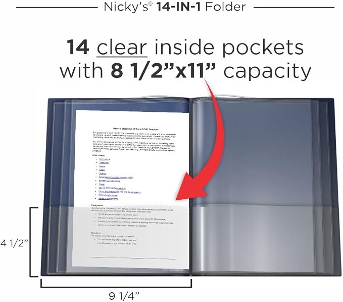 Nicky's® Multi Pocket Organizer, 10 or 14 Page Folder, Waterproof, Patented - Image 4