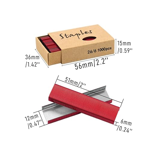 Red 26/6 Standard Staple Set 12mm Width 1000/Box 4 Boxes/Pack 4000 Count Staples - Image 2