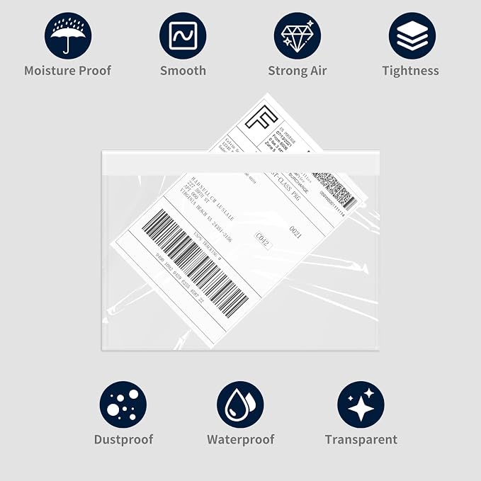 SJPACK 7.5" x 5.5" Shipping Label Sleeves, Label Envelopes Pouches - Image 4