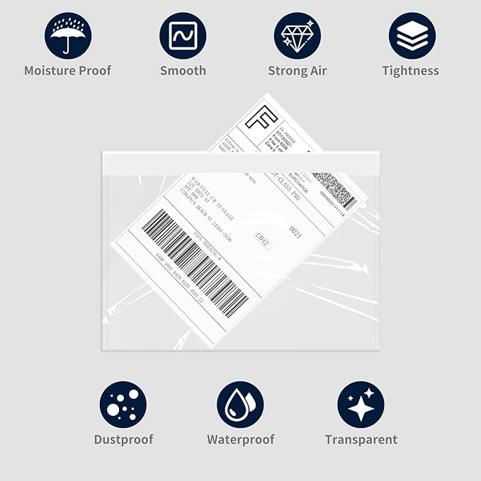 SJPACK 7.5" x 5.5" Shipping Label Sleeves, Label Envelopes Pouches - Image 4