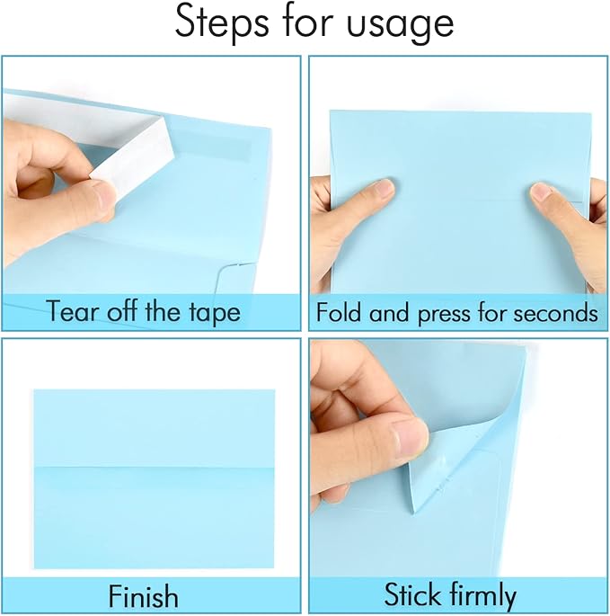 100 Pack A7 Baby Blue Invitation 5x7 Envelopes - Image 4