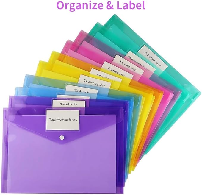 Sooez 6 Pack Folders Plastic Envelopes, Letter A4 Size Poly File Envelopes - Image 2