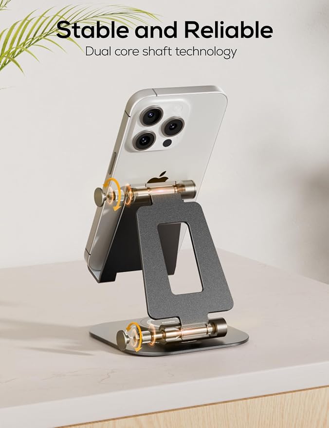 Nulaxy 360 Rotating Cell Phone Stand, Fully Adjustable Foldable Desktop Phone - Image 4