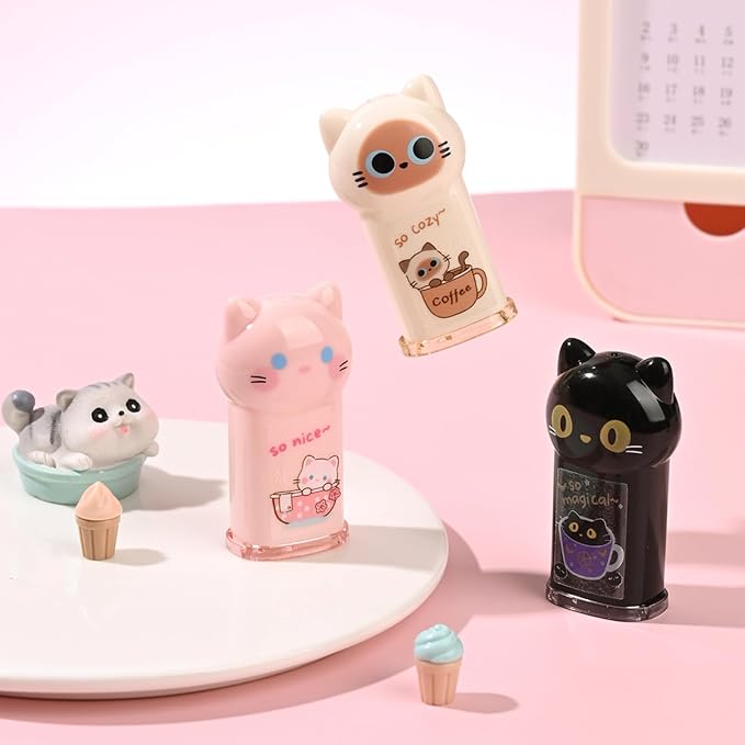 4Pcs Cute Cat Pencil Sharpeners Small Manual Pencil Sharpener Kawaii Stationery - Image 6