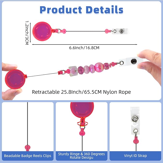 15pcs Multicolor Beadable Badge Reels Making Kits - Image 7
