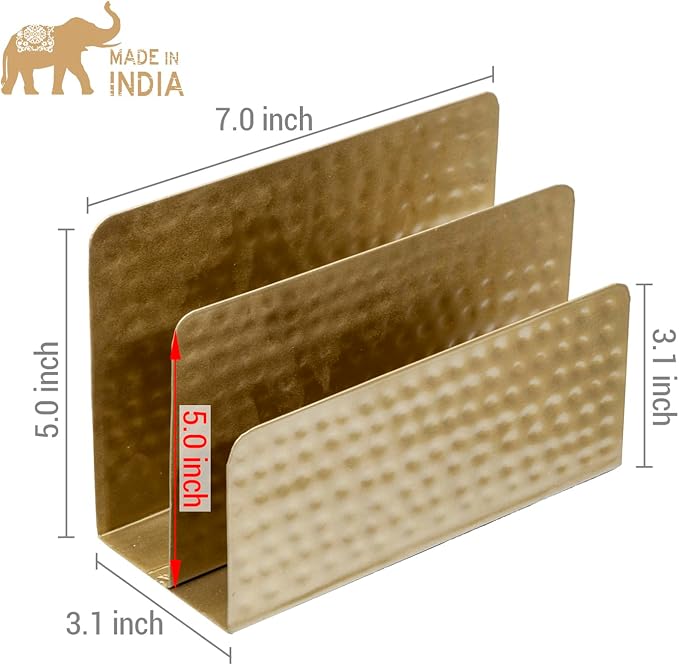 MyGift Modern Vintage Brass Tone Metal Tabletop Mail Holder Letter Sorter - Image 5