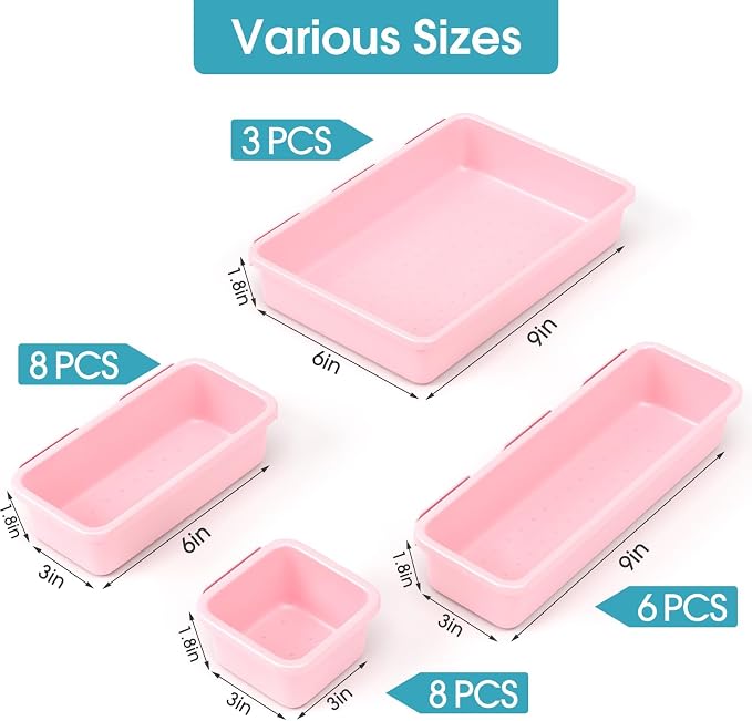 25 PCS Drawer Organizer Set, 4 Size Makeup Drawer Divider Organizer - Image 2