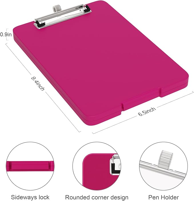 Piasoenc Small Clipboard with Storage, Clip Board with Pen Holder, School & - Image 2