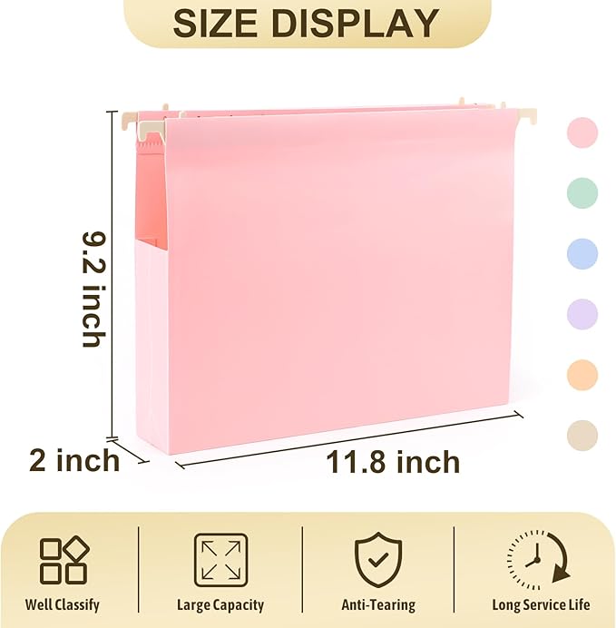 Extra Capacity Plastic Hanging File Folders Letter Size, 18 Pack 2 Inch - Image 2