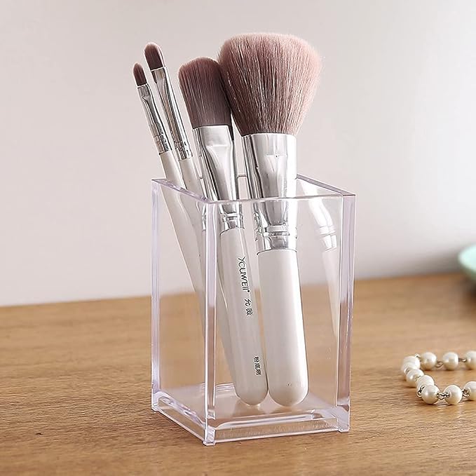 HSYMQ Clear Acrylic Pencil Pen Holder Cup, Acrylic Desk Accessories, Stationery - Image 3