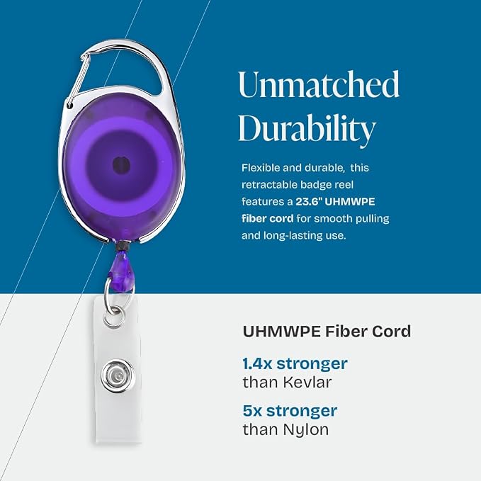 5 Pack Id Badge Holder With Clip – Transparent Purple Badge Reels with Id - Image 2