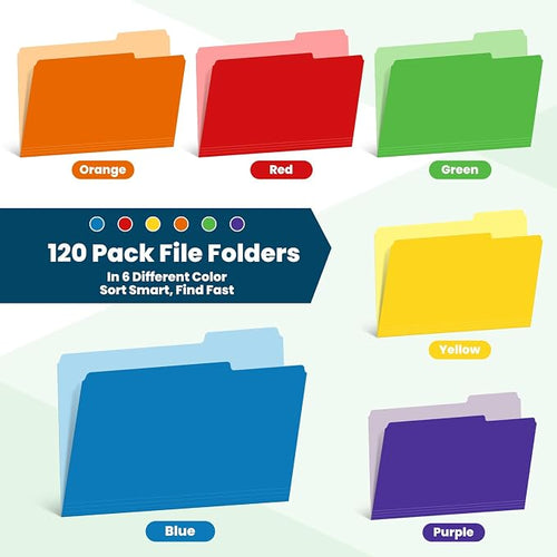 120 Pack Two-Tone Color File Folders, Bulk Letter Size Folders - Image 2