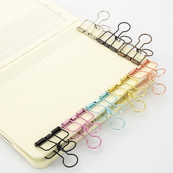 Hollow Out Paper Binder Clip Invoice Bill Clip Office Supplies Pack of 10 - Image 3
