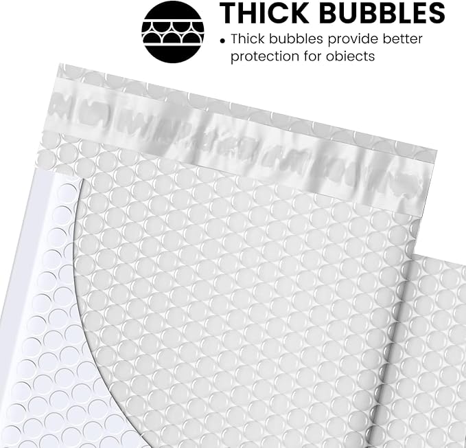 Fuxury Bubble Mailers 6x10 Inch White 50 Pack Padded Envelopes Usable Size 6x9" - Image 5