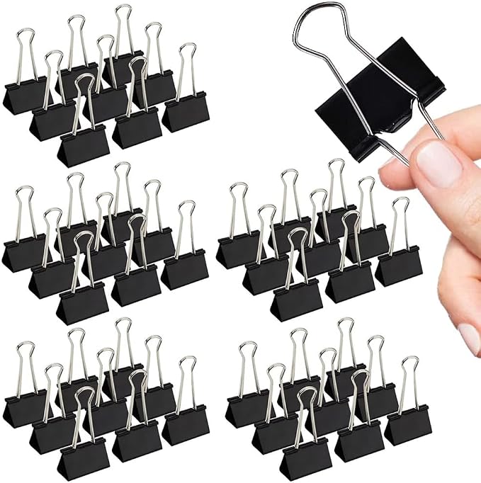 Medium Binder Clips, 144 Pack, 1-1/4 Inch, Standard 32mm, Capacity 0.6 Inch by Makanu