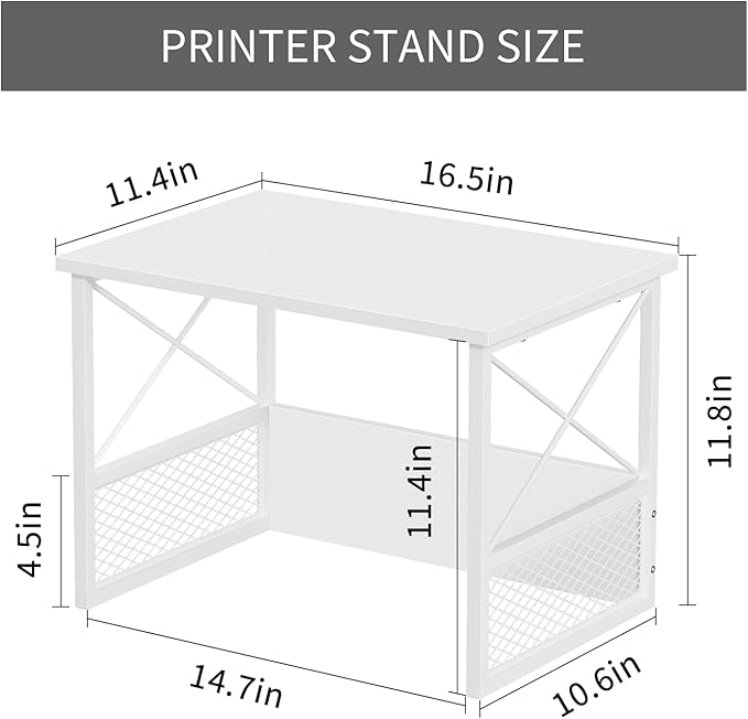 Printer Stand for Desk, Desktop Printer Stand Shelf Organzier for Home Office - Image 3