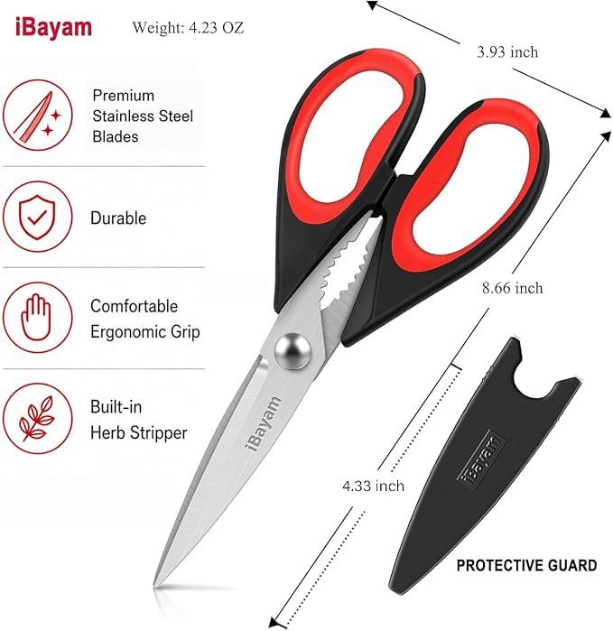 iBayam 3-Pack 8.5"Kitchen Scissors All Purpose Heavy Duty - Image 4