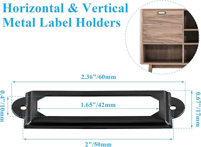 60pcs Metal Label Holder, File Drawer Label Frames Holder, Screw Cabinet - Image 2