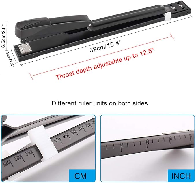 Long Reach Stapler Office Staplers Desktop Stapler, 50 Sheets Capacity Long Arm - Image 2