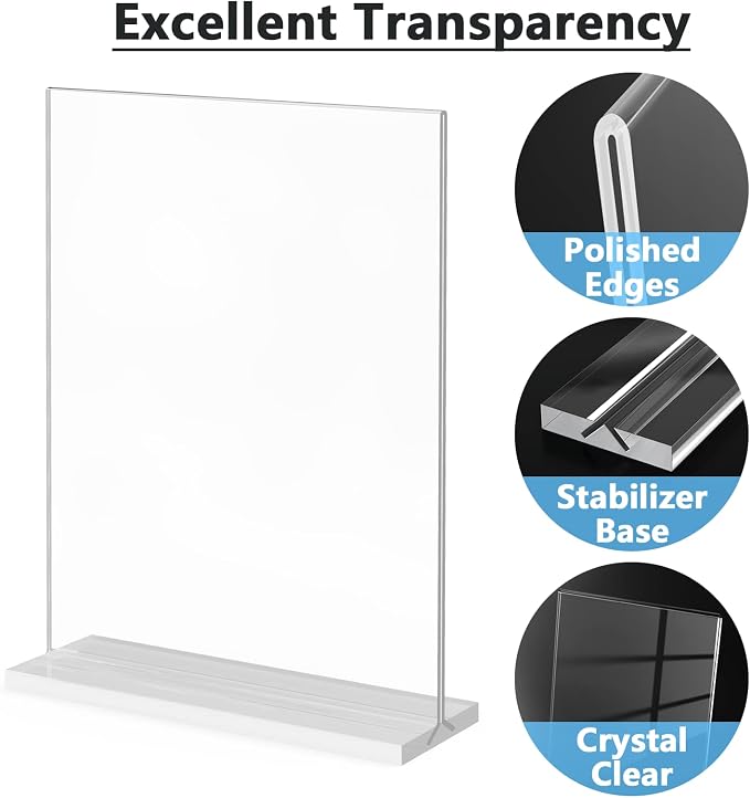 MaxGear Acrylic Sign Holder 8.5 x 11 Double Sided Display Stand, 18 Pack | - Image 4