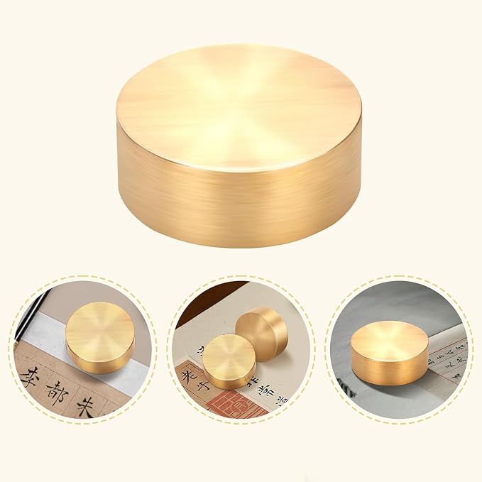 2pcs Copper Plated Heavy Paper Weights, Chinese Calligraphy Heavy Brass Art - Image 7