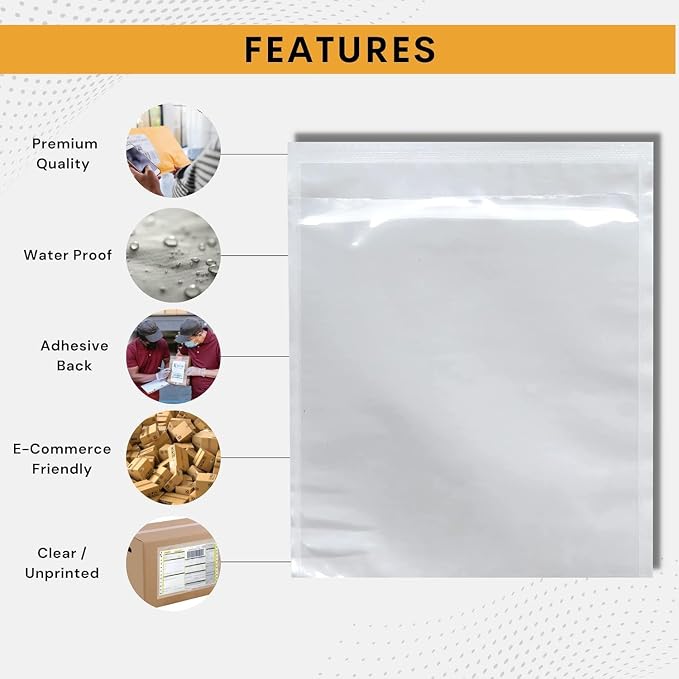 100 Pack 7"x10" Shipping Label Sleeves – Clear Self-Adhesive Packing Slip - Image 5