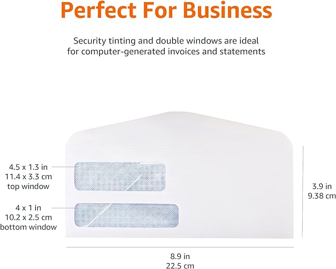 Amazon Basics #9 Double Window Security Gummed Business Envelopes - Image 6