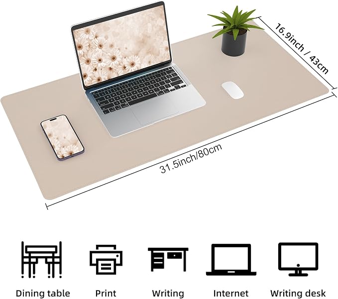 AFIING Leather Desk Mat, 31.5" x 17", Desk pad Protector | Dual-Sided Cork & PU - Image 2
