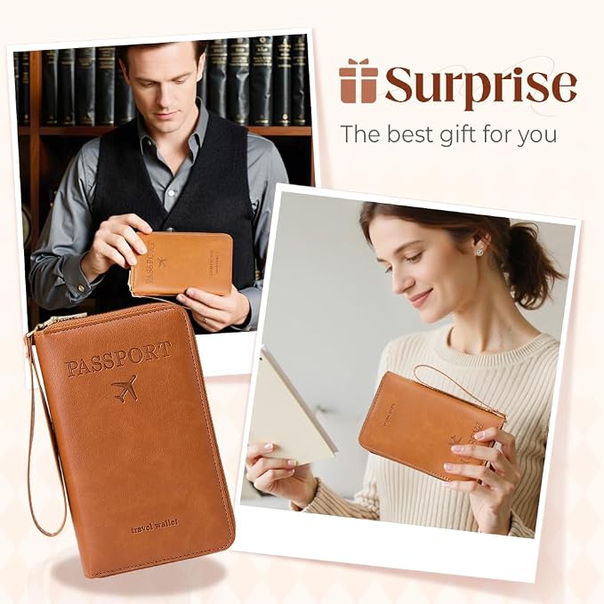RFID Passport Holder for Wallet, RFID Blocking Document Organizer Clutch Bag - Image 3