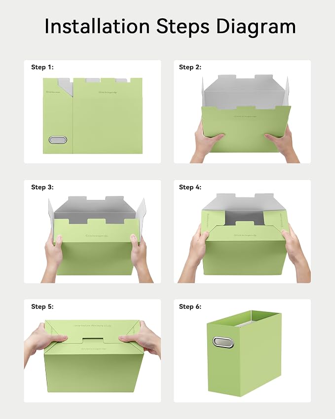 Oterri File Organizer Box, Portable Collapsible Cardboard File Folder Organizer - Image 4
