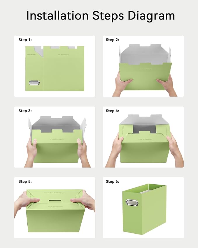 Oterri File Organizer Box, Portable Collapsible Cardboard File Folder Organizer - Image 3