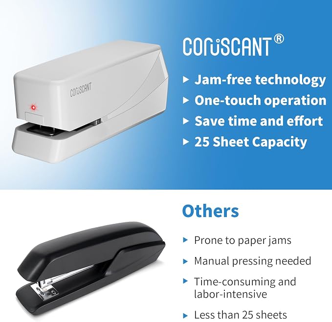 Coruscant Electric Stapler, No Jam Easy Reload, 25 Sheet Automatic Staplers - Image 7