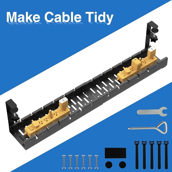 No Drilling Extendable Under Desk Cable Management, Metal Cable Management Tray - Image 6