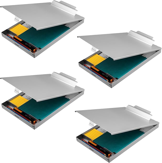 ZCZN Aluminum Clipboard with Storage, 4 Pack Recycled Metal Clipboard Box by ZCZN