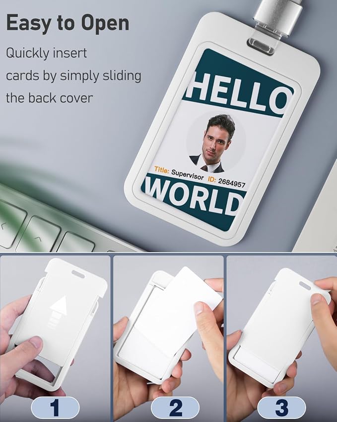 Uniclife 1 Pack Sliding ID Badge Holder Vertical Hard Plastic Case - Image 6