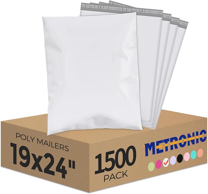 Metronic Poly Mailers 19x24 Inch 1500pcs White, Large Shipping Bags by METRONIC
